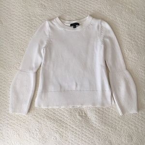 Ann Taylor Lantern Sleeve Crewneck Sweater Women's XXS White